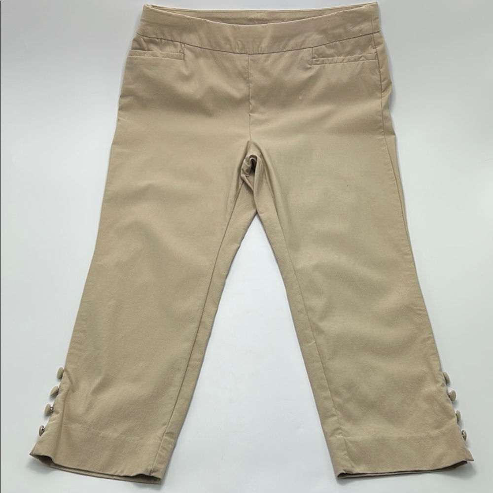 Chico's Stretchy cropped Pants 8 Petite  Pull On Workwear Office Slimming Khaki